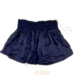 STARKx silky smocked mini skirt sz S navy NWT